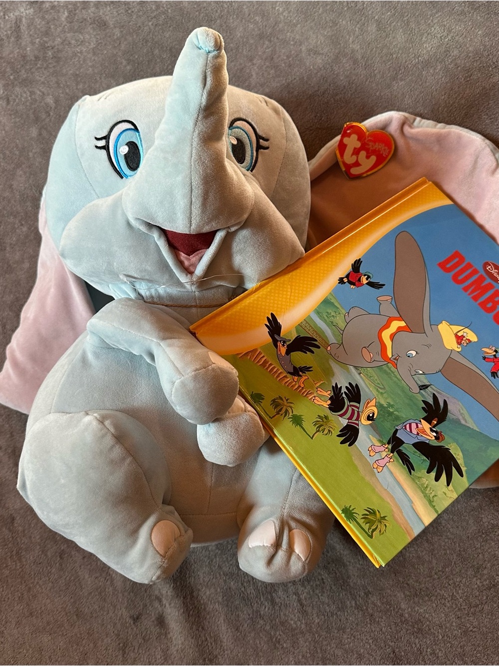 Ty Sparkle Disney Dumbo Large Plush Elephant 2023 w/ Tag + Disney Hardcover Book